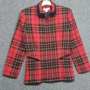 Women's Plaid Jacket 100% Wool USA, Danny Noble , Size 6, Lined, Full Front Zip
